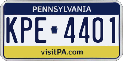PA license plate KPE4401
