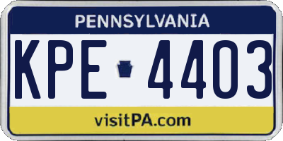 PA license plate KPE4403