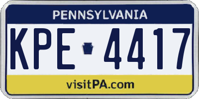 PA license plate KPE4417