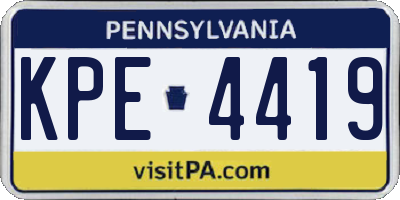 PA license plate KPE4419