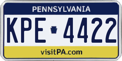 PA license plate KPE4422