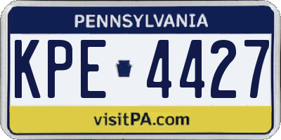 PA license plate KPE4427