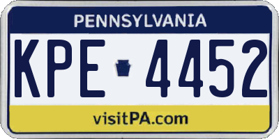 PA license plate KPE4452