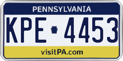 PA license plate KPE4453