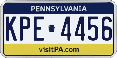 PA license plate KPE4456