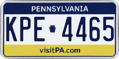 PA license plate KPE4465