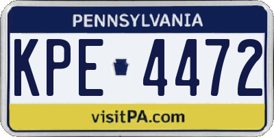 PA license plate KPE4472