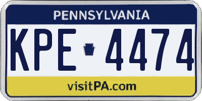 PA license plate KPE4474