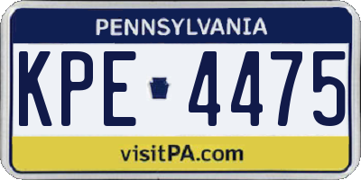 PA license plate KPE4475