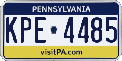 PA license plate KPE4485
