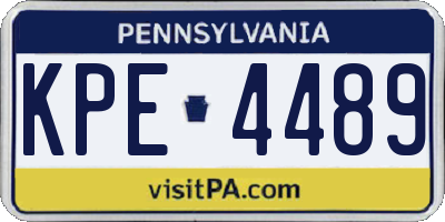 PA license plate KPE4489