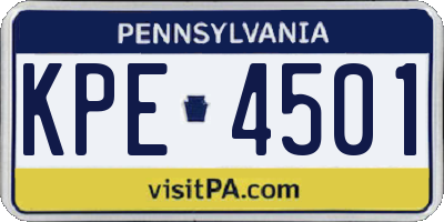 PA license plate KPE4501