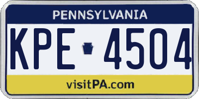 PA license plate KPE4504