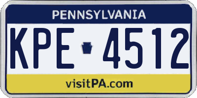 PA license plate KPE4512
