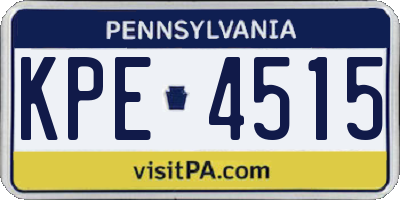 PA license plate KPE4515