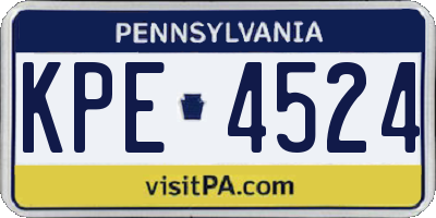 PA license plate KPE4524