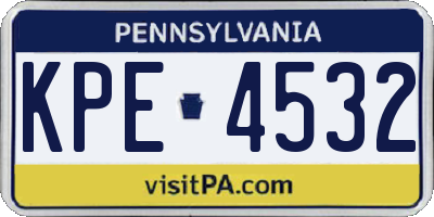 PA license plate KPE4532