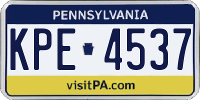 PA license plate KPE4537