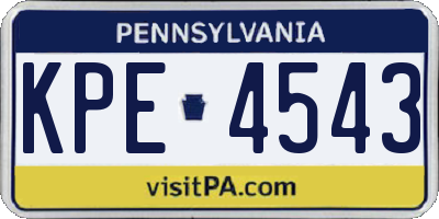 PA license plate KPE4543