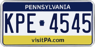 PA license plate KPE4545