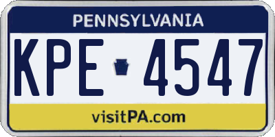 PA license plate KPE4547