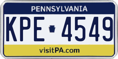 PA license plate KPE4549