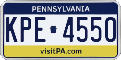 PA license plate KPE4550