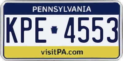 PA license plate KPE4553