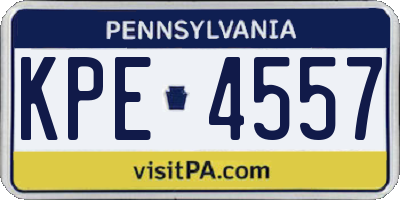 PA license plate KPE4557