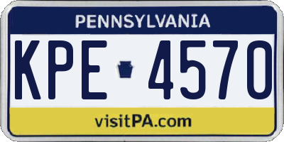 PA license plate KPE4570