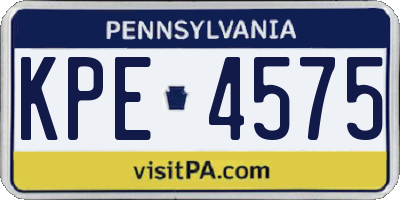 PA license plate KPE4575