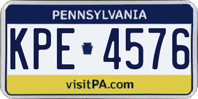 PA license plate KPE4576