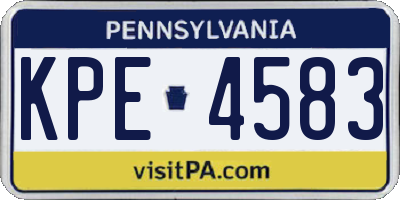 PA license plate KPE4583