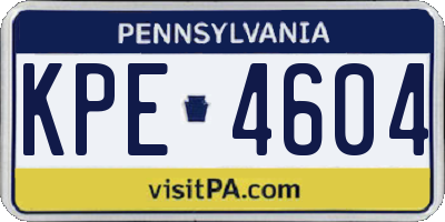 PA license plate KPE4604