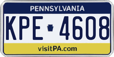 PA license plate KPE4608