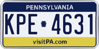 PA license plate KPE4631