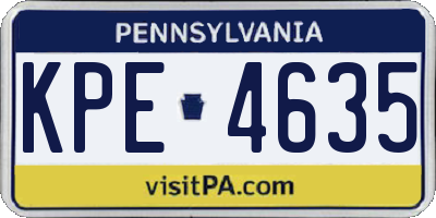 PA license plate KPE4635