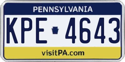 PA license plate KPE4643