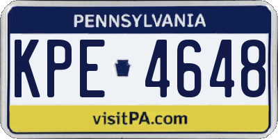 PA license plate KPE4648
