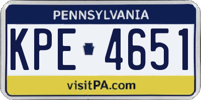 PA license plate KPE4651