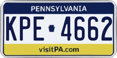 PA license plate KPE4662