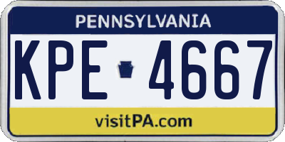 PA license plate KPE4667