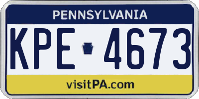 PA license plate KPE4673