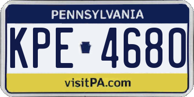 PA license plate KPE4680
