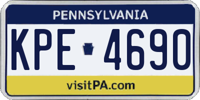 PA license plate KPE4690