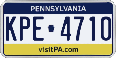 PA license plate KPE4710