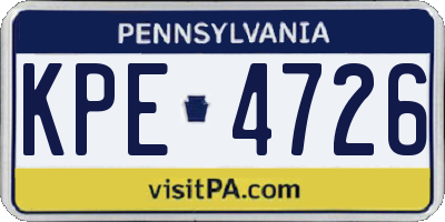 PA license plate KPE4726