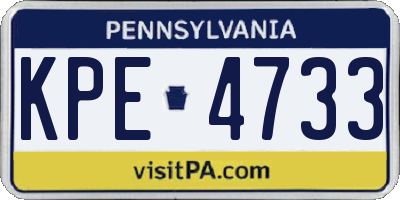 PA license plate KPE4733