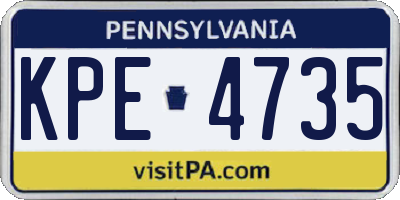 PA license plate KPE4735