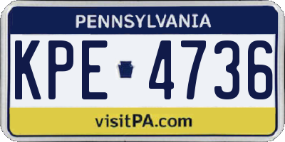 PA license plate KPE4736